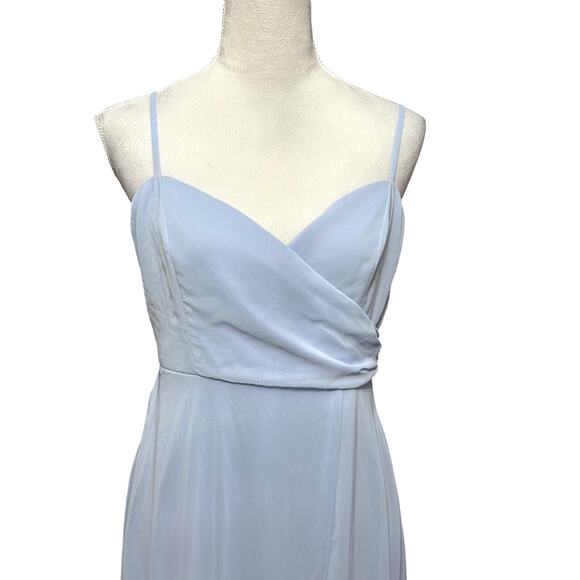 Lovely Maxi Dress Center Slit Adjustable Straps V-Neckline Light Blue W 8 NWOT - Picture 3 of 9